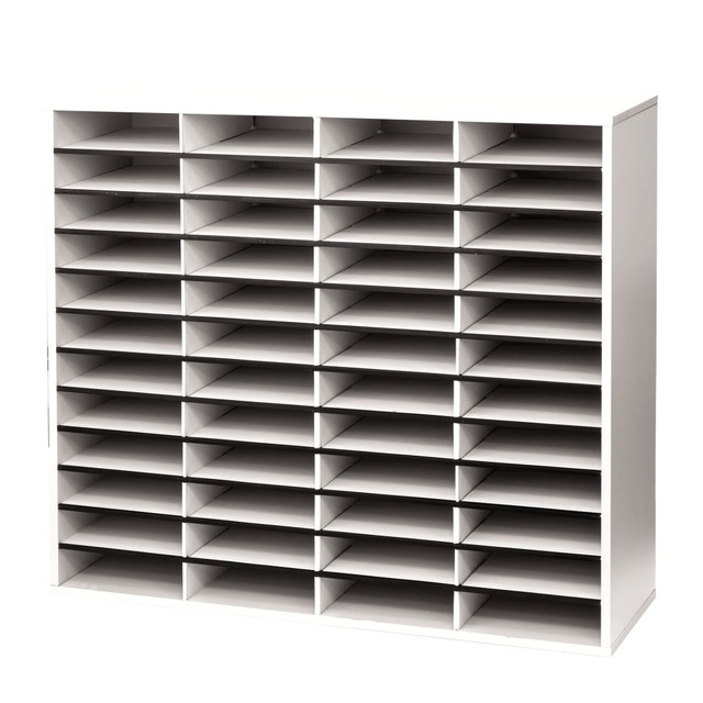 FELLOWES INC. 25081 Fellowes Literature Organizer, 48 Compartments, 34 11/16inH x 38 1/4inW x 11 7/8inD, Dove Gray FELLOWES INC. 25081 Fellowes Literature Organizer, 48 Compartments, 34 11/16inH x 38 1/4inW x 11 7/8inD, Dove Gray
