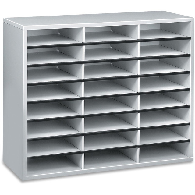 FELLOWES INC. 25041 Fellowes Literature Organizer, 24 Compartments, 23 7/16inH x 29 7/16inW x 11 7/8inD, Dove Gray FELLOWES INC. 25041 Fellowes Literature Organizer, 24 Compartments, 23 7/16inH x 29 7/16inW x 11 7/8inD, Dove Gray