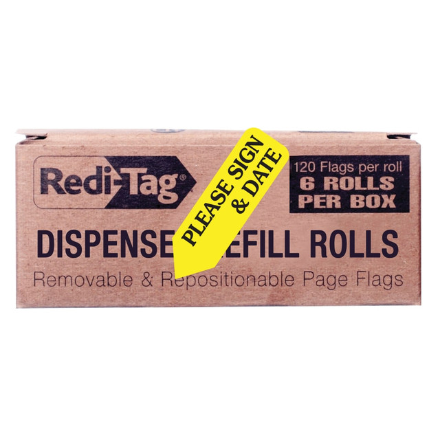 REDI-TAG CORPORATION 91032 Redi-Tag Preprinted Signature Flags Refill, PLEASE SIGN & DATE, Yellow, Box Of 6