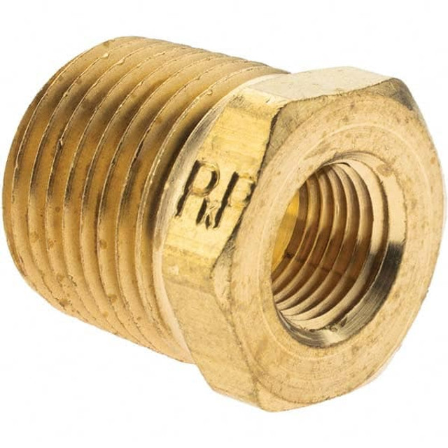 Parker 11088 Industrial Pipe Bushing: 1/8" Female Thread, 3/8" Male Thread, MNPTF x FNPTF