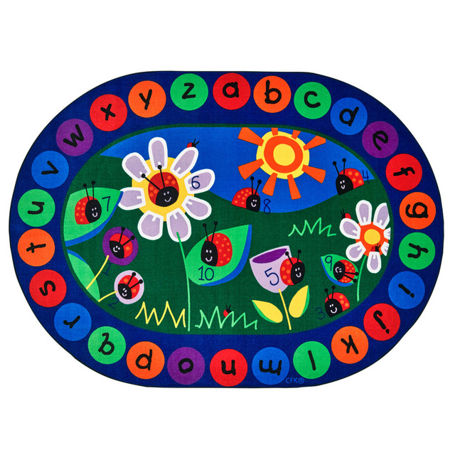 CARPETS FOR KIDS ETC. INC. 2006 Carpets for Kids Premium Collection Ladybug Circletime Classroom Rug, 6ft9in x 9ft5in, Blue