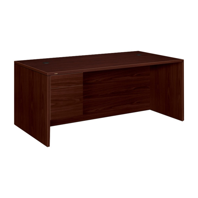 HNI CORPORATION 10586LNN HON 10500 72inW Single-Pedestal Computer Desk With Pedestal On Left/Right Return, Mahogany