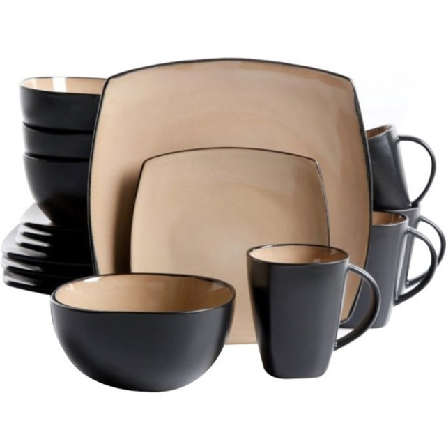 GIBSON OVERSEAS INC. 69467.16 Gibson Elite Soho Lounge 16-Piece Dinnerware Set, Taupe GIBSON OVERSEAS INC. 69467.16 Gibson Elite Soho Lounge 16-Piece Dinnerware Set, Taupe