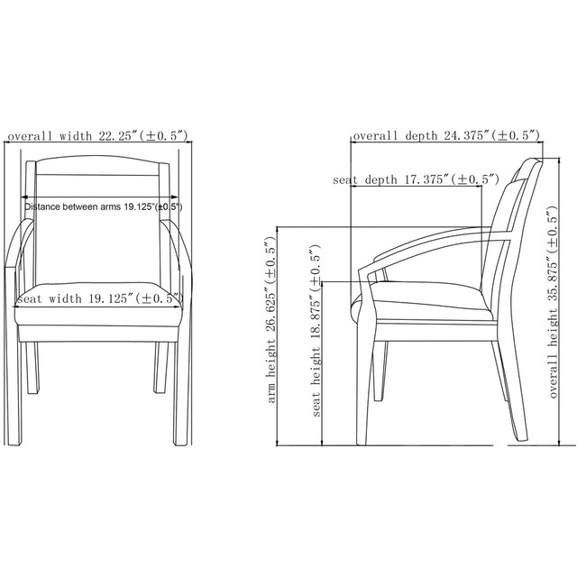 Lorell 20020 Lorell Sloping Arms Wood Frame Guest Chair