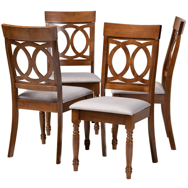 WHOLESALE INTERIORS, INC. 2721-9877 Baxton Studio Lucie Dining Chairs, Gray/Walnut, Set Of 4 Chairs