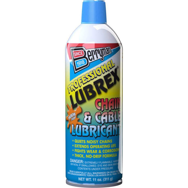 Berryman Products 1011 Automotive Fuel System & Restoration Kits; Type: Lubrex - Professional Chain & Cable Lubricant ; Contents: 11 oz Aerosol ; Number Of Pieces: 1 ; Container Type: Aerosol Can ; UNSPSC Code: 25191700