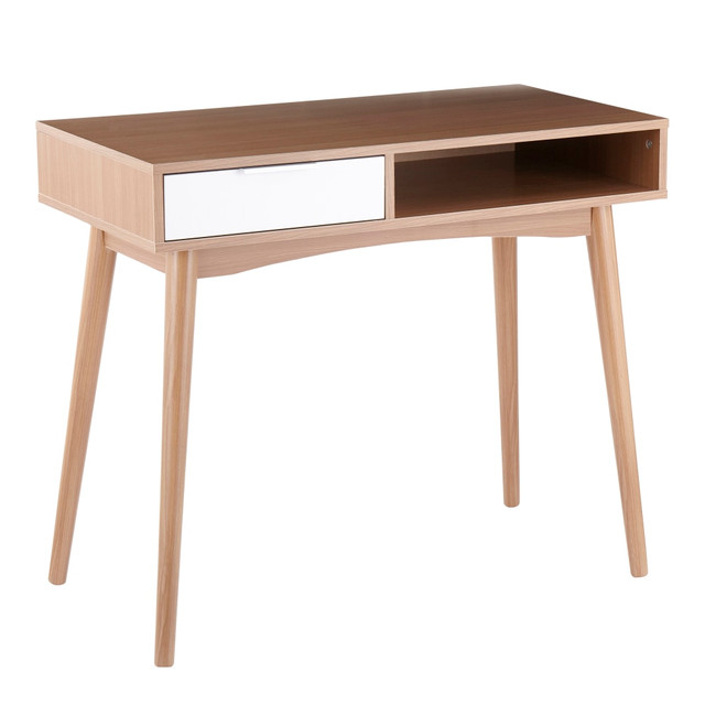 LUMISOURCE, LLC OFD-PEBBLE NAW LumiSource Pebble 36inW Computer Desk, Natural/White