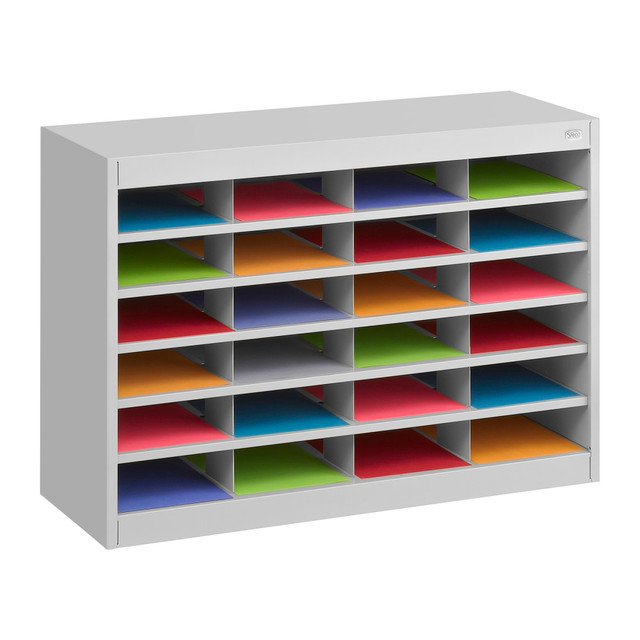 SAFCO PRODUCTS CO 9211GRR Safco E-Z Stor Steel Literature Organizer, 24 Compartments, 25-3/4inH, Gray