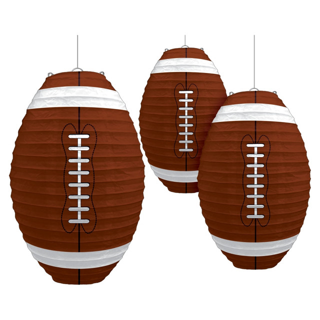 AMSCAN CO INC 240999 Amscan Football-Shaped Paper Lanterns, 12in, 2 Per Pack, Set Of 3 Packs