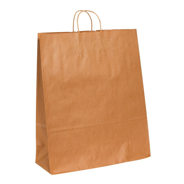 B O X MANAGEMENT, INC. Partners Brand BGS110K  Paper Shopping Bags, 19 1/4inH x 16inW x 6inD, Kraft, Case Of 200