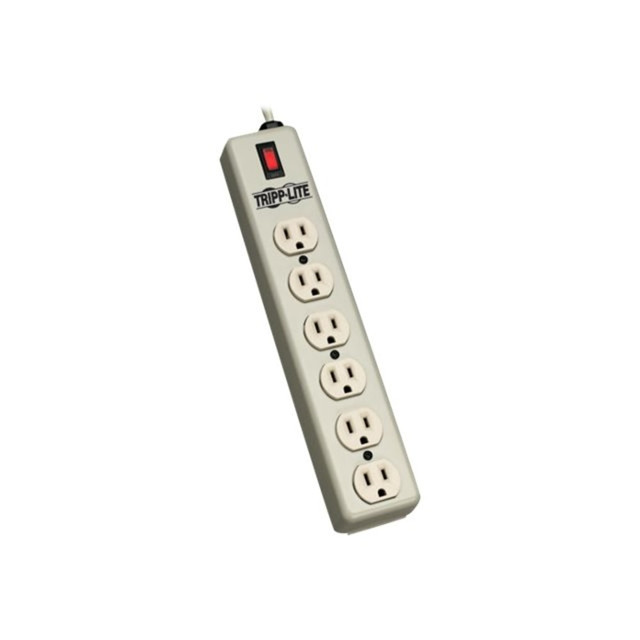 TRIPP LITE 6SPDX-15  Waber Power Strip Metal 5-15R 6 Outlet 5-15P 15ft Cord - Power distribution strip - 15 A - AC 120 V - input: NEMA 5-15 - output connectors: 6 (NEMA 5-15) - 15 ft cord - beige