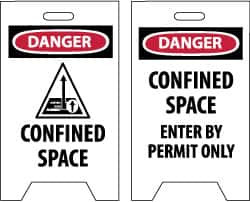 AccuformNMC Danger - Confined Space, Danger - Confined Space - Enter by Permit Only, 12" Wide x 19" High, Plastic Floor Sign FS33