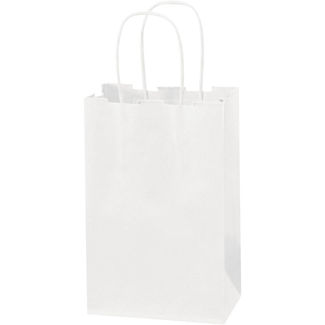 B O X MANAGEMENT, INC. BGS101W Partners Brand Paper Shopping Bags, 5 1/4inW x 3 1/4inD x 8 3/8inH, White, Case Of 250