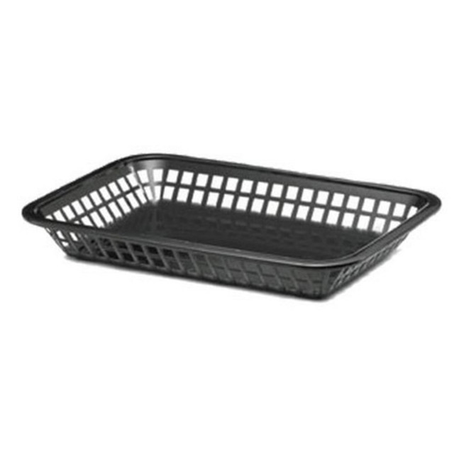 TABLECRAFT PRODUCTS, INC. 1077BK Tablecraft Rectangular Plastic Platter Baskets, 1-1/2inH x 7-3/4inW x 10-3/4inD, Black, Pack Of 12 Baskets