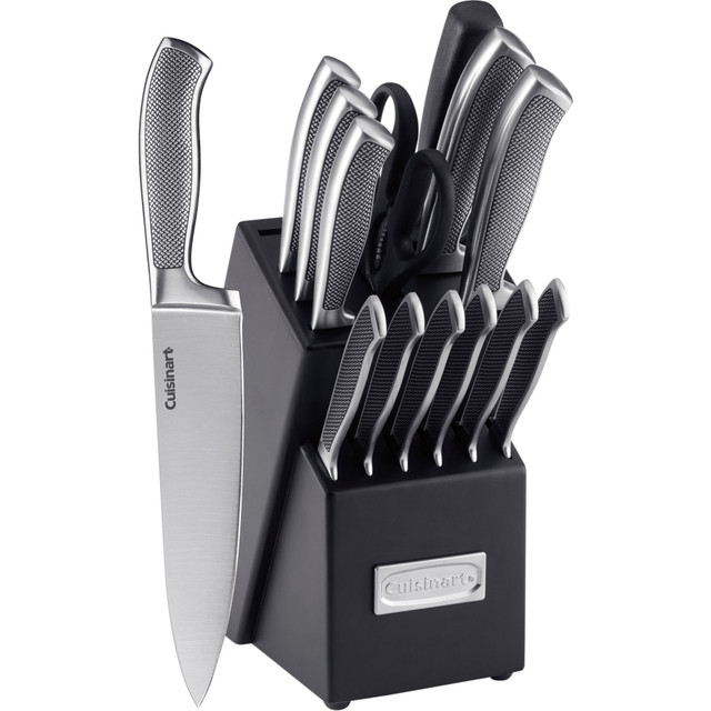 CONAIR CORPORATION C77SS-15P Cuisinart Graphix C77SS-15P 15-Piece Cutlery Set, Brushed Stainless Steel/Black