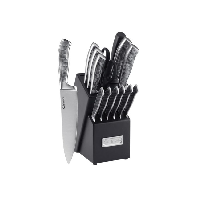 CONAIR CORPORATION C77SS-15P Cuisinart Graphix C77SS-15P 15-Piece Cutlery Set, Brushed Stainless Steel/Black
