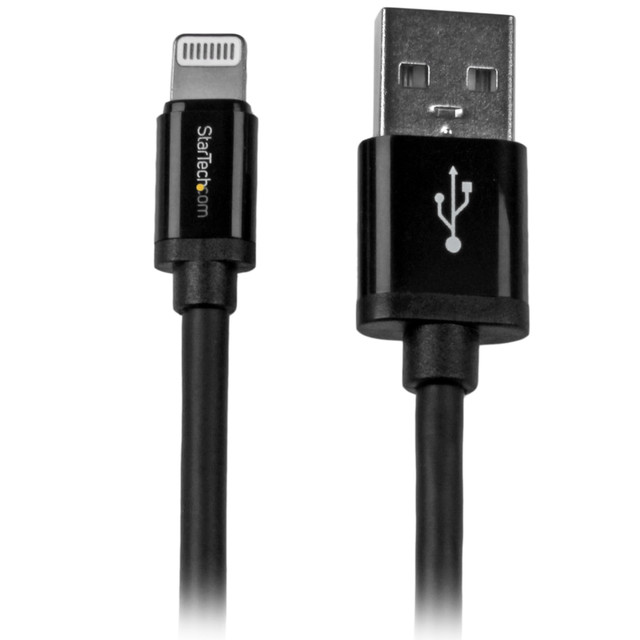 STARTECH.COM USBLT2MB  2m (6ft) Long Black Apple 8-pin Lightning Connector to USB Cable for iPhone / iPod / iPad - 6.56 ft Lightning/USB Data Transfer Cable for iPod, iPad, iPhone