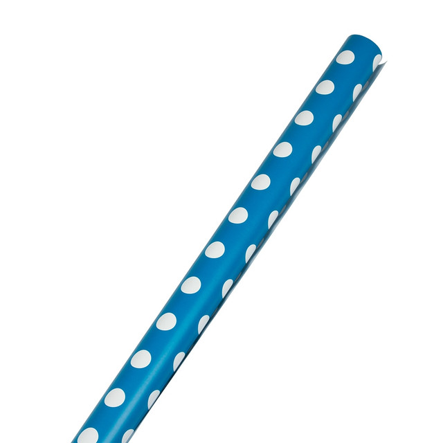 JAM PAPER AND ENVELOPE 2226416993OD JAM Paper Wrapping Paper, Polka Dot, 25 Sq Ft, Blue & White