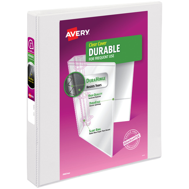 AVERY PRODUCTS CORPORATION 17012 Avery Durable View 3 Ring Binder, 1in Slant Rings, White, 1 Binder AVERY PRODUCTS CORPORATION 17012 Avery Durable View 3 Ring Binder, 1in Slant Rings, White, 1 Binder