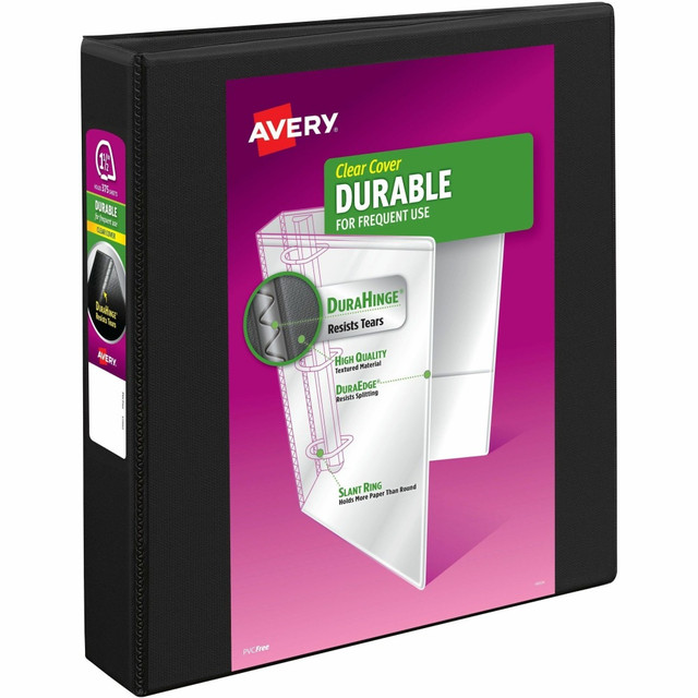AVERY PRODUCTS CORPORATION 17021 Avery Durable View 3-Ring Binder, 1 1/2in Slant Rings, Black AVERY PRODUCTS CORPORATION 17021 Avery Durable View 3-Ring Binder, 1 1/2in Slant Rings, Black