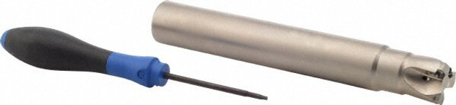 Seco 02559354 Indexable High-Feed End Mill: 1/2" Cut Dia, 1" Cylindrical Shank