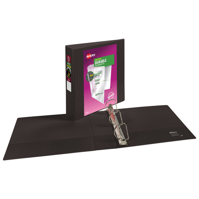 Avery AVE17031  Durable View 3-Ring Binder With EZ-Turn Rings, 2in D-Rings, 40% Recycled, Black
