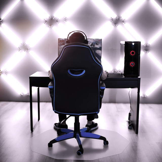 FLOORTEX FC111001009R  9Mat Gaming 9-Sided Chair Mat For Carpets , 38in x 39in, Clear