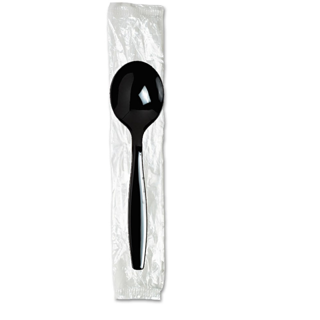 FORT JAMES CORPORATION (FHC) SH53C7 Dixie Individually Wrapped Heavyweight Cutlery, Soup Spoons, Black, Carton Of 1,000 Spoons