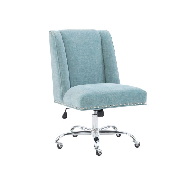 LINON HOME DECOR PRODUCTS, INC OFDP1234 Linon Cooper Mid-Back Home Office Chair, Aqua/Chrome