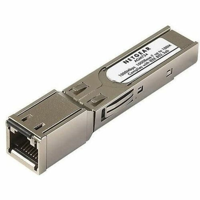 NETGEAR INC. AGM734-10000S Netgear ProSafe AGM734 SFP Module - For Data Networking - 1 x RJ-45 1000Base-T LAN - Twisted PairGigabit Ethernet - 1000Base-T0.10 km Maximum Distance NETGEAR INC. AGM734-10000S Netgear ProSafe AGM734 SFP Module - For Data Networking - 1 x RJ-45 1000Base-T LAN - Twisted PairGigabit Ethernet - 1000Base-T0.10 km Maximum Distance