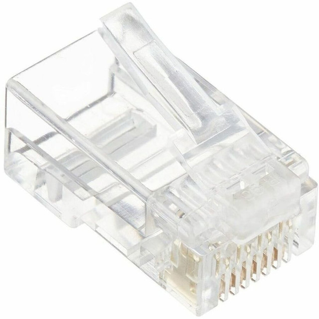 4XEM 4X100PKC6  100 Pack Cat6 RJ45 Modular Ethernet Plugs for Stranded or Solid CAT6 Cable - 100 Pack Modular RJ45 Ethernet ends for Cat6 stranded or solid CAT6 cable - 1 x RJ-45 Male - Gold-plated Contacts