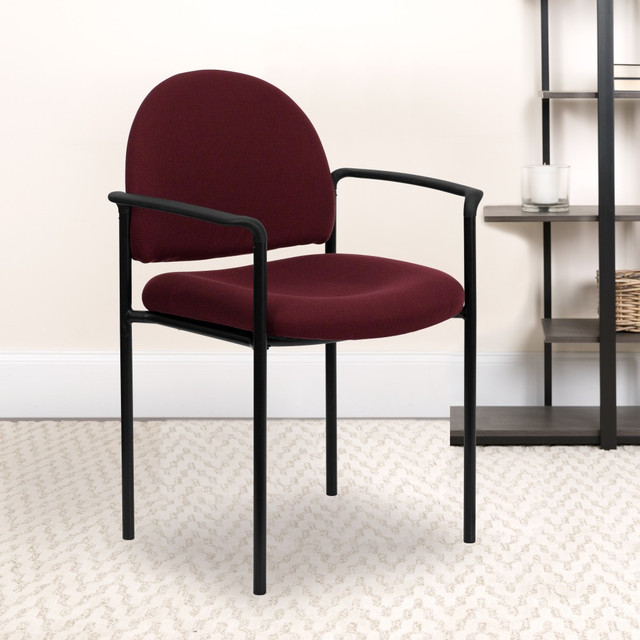 FLASH FURNITURE BT-516-1-BY-GG Comfortable Stackable Steel Side Chair With Arms, Burgundy/Black FLASH FURNITURE BT-516-1-BY-GG Comfortable Stackable Steel Side Chair With Arms, Burgundy/Black