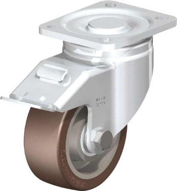 Blickle 742225 Swivel Top Plate Caster: Polyurethane-Elastomer Blickle Softhane, 4" Wheel Dia, 1-37/64" Wheel Width, 880 lb Capacity, 5-33/64" OAH