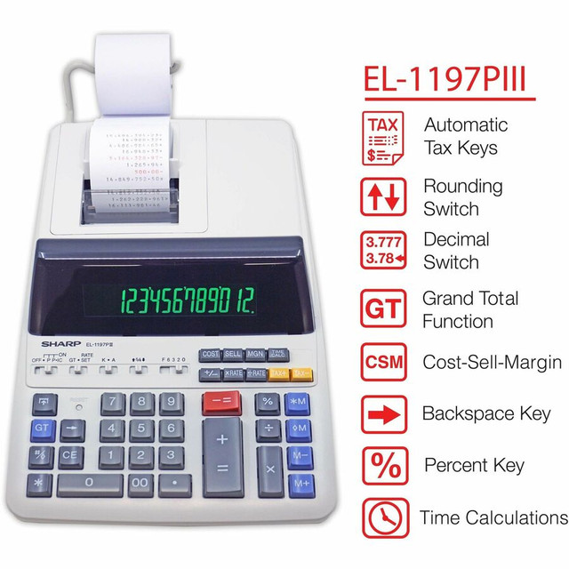 Sharp Calculators EL1197PIII Sharp EL-1197PIII 12 Digit Commercial Printing Calculator Sharp Calculators EL1197PIII Sharp EL-1197PIII 12 Digit Commercial Printing Calculator