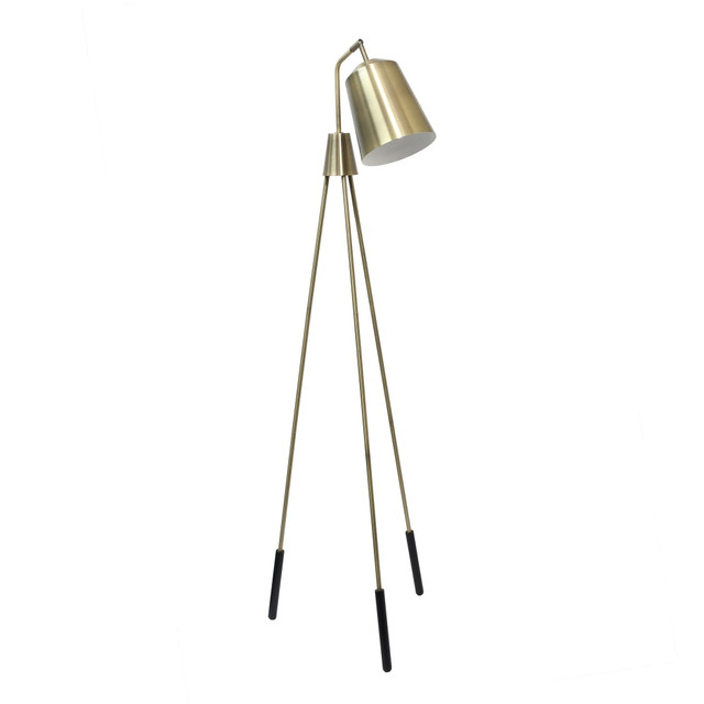 ALL THE RAGES INC Lalia Home LHF-5016-AB  Industrial Tripod Floor Lamp, 65inH, Antique Brass Shade/Antique Brass/Black Base