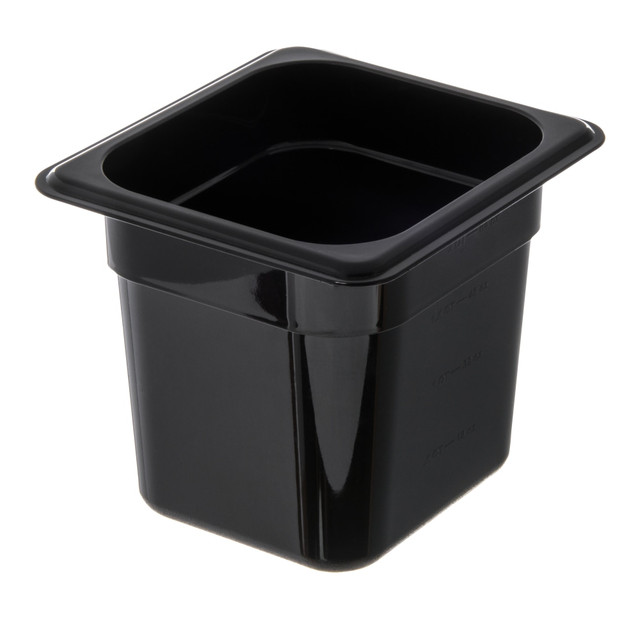 CARLISLE SANITARY MAINTENANCE PRODUCTS 3068503 StorPlus 1/6-Size Plastic Food Pans, 6inH x 6 3/8inW x 6 3/4inD, Black, Pack Of 6