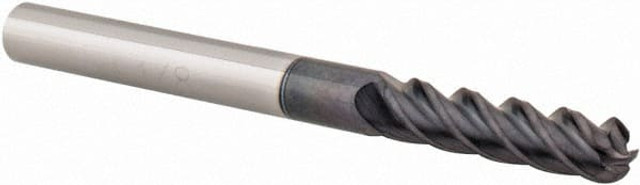 Accupro 12184576 Ball End Mill: 0.125" Dia, 0.5" LOC, 4 Flute, Solid Carbide
