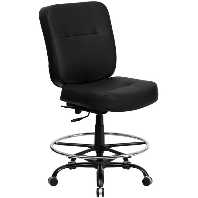 FLASH FURNITURE WL-735SYG-BK-LEA-D-GG  Hercules Big & Tall LeatherSoft Drafting Chair, Black