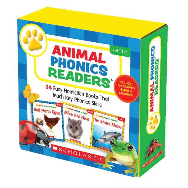 SCHOLASTIC INC Scholastic 9780545651127  Animal Phonics Readers Parent Pack, 5in x 5in, Set Of 24 Titles