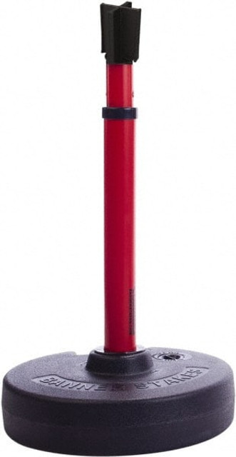 Banner Stakes PL4118 Barrier Post Base, Receiver Head & Stanchion: 22 to 42" High, Round Base