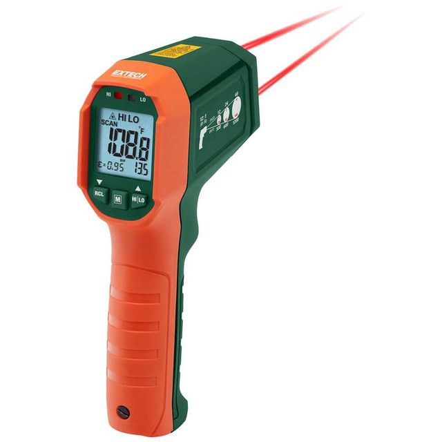 FLIR IR320 Infrared Thermometers; Display Type: LCD ; Accuracy: 12% ; Compatible Surface Type: Dark; Light; Shiny; Dull; Concrete ; Number Of Batteries: 1 ; Battery Size: 9V ; Distance to Spot Ratio: 12:1