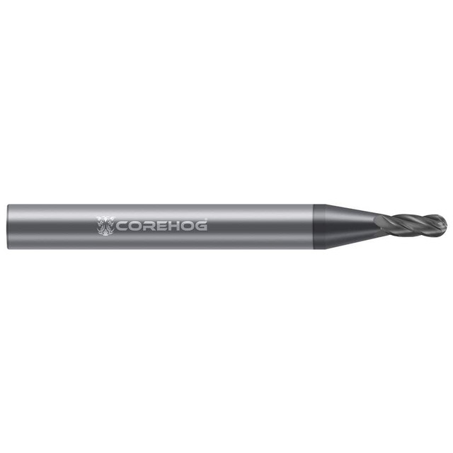 Corehog C53612 Ball End Mills; Mill Diameter (Inch): 3/16 ; Mill Diameter (Decimal Inch): 0.1875 ; Number Of Flutes: 4 ; End Mill Material: Solid Carbide ; End Type: Single ; Coating/Finish: DLC