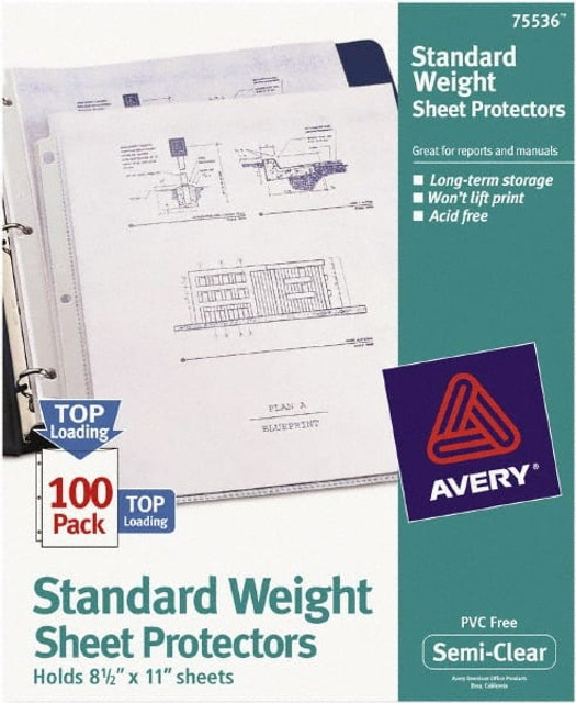 AVERY 75536 100 Pc Sheet Protector-Ring Binder: Clear