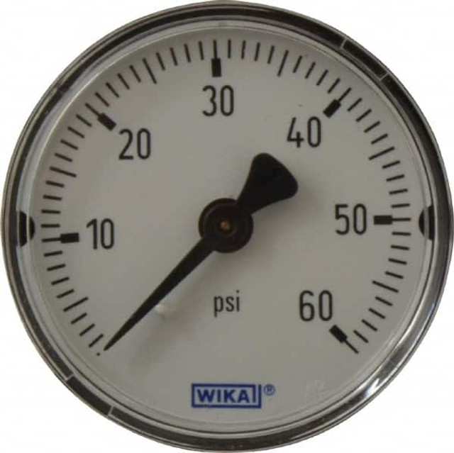 Wika 4253281 Pressure Gauge: 2" Dial, 1/4" Thread, NPT, Center Back Mount