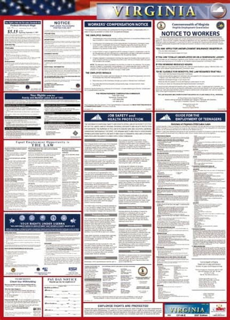 AccuformNMC LLP-VA 24" Wide x 40" High Laminated Paper Labor Law Information Poster