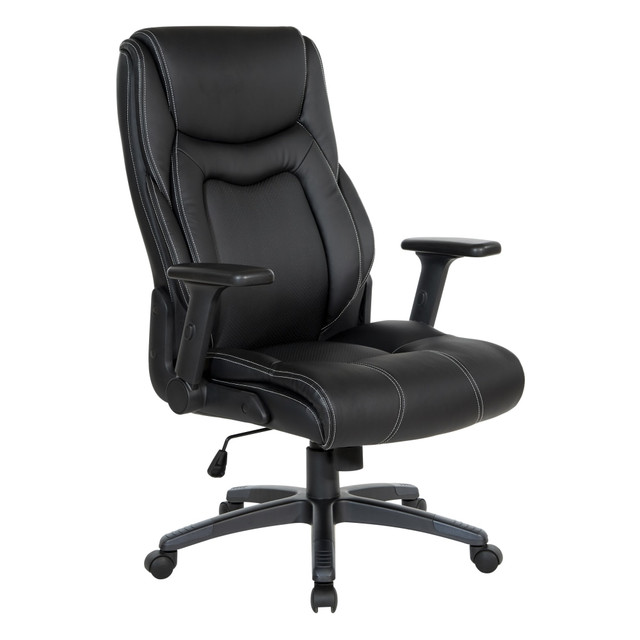 OFFICE STAR PRODUCTS Office Star EC93580-EC3  Ergonomic Leather High-Back Executive Office Chair, Black/White