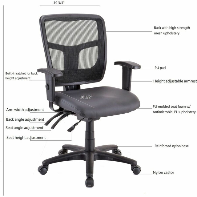 Lorell 86241 Lorell Executive Antimicrobial Mid-back Chair Lorell 86241 Lorell Executive Antimicrobial Mid-back Chair