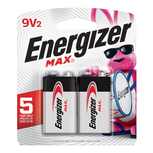 ENERGIZER BRANDS LLC 522BP-2 Energizer Max 9-Volt Alkaline Batteries, Pack Of 2