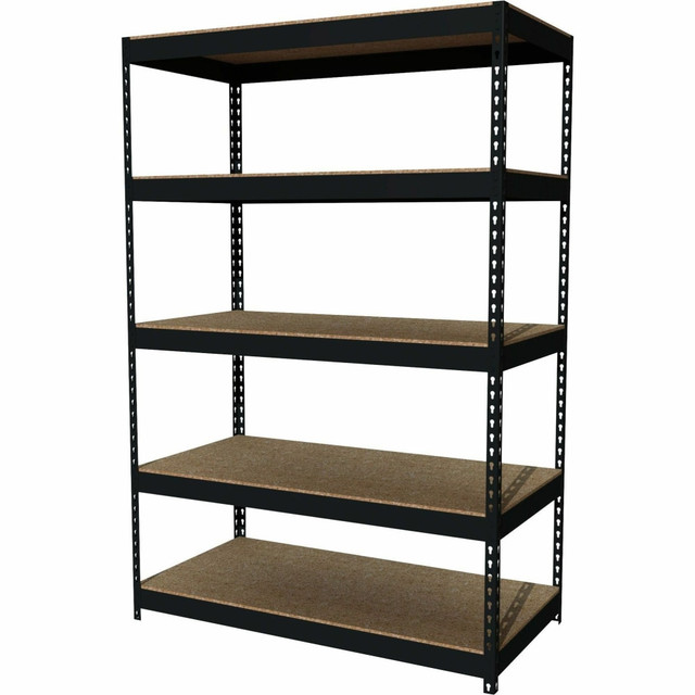 LORELL 60624 5-Shelf Riveted Steel Shelving, 72inH x 48inW x 24inD, Black LORELL 60624 5-Shelf Riveted Steel Shelving, 72inH x 48inW x 24inD, Black