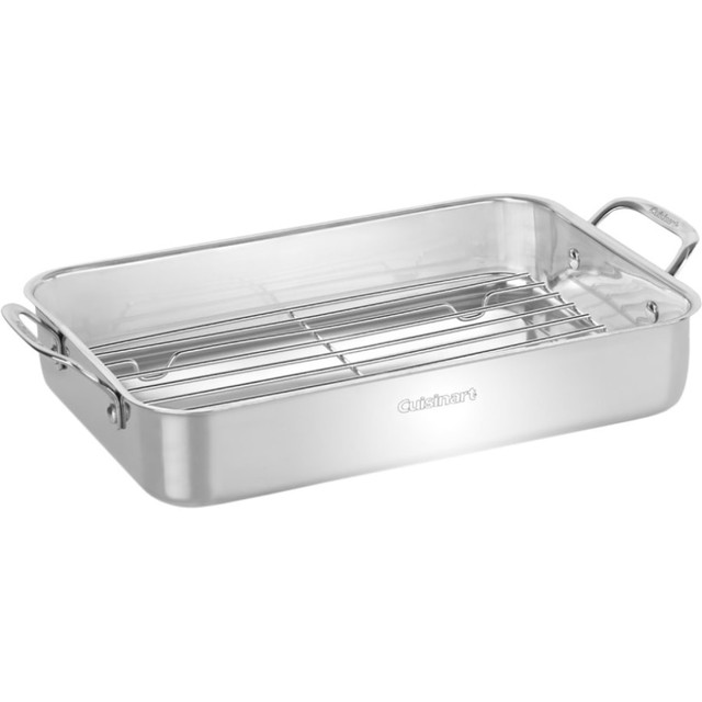 CONAIR CORPORATION Cuisinart 7117-14RR  Lasagna Pan With Stainless Roasting Rack, 14in, Silver